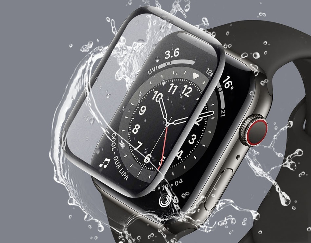 Пленка ударопрочная с черной рамкой для часов Apple Watch размером 42мм, серии 4, 5, 6 и SE
