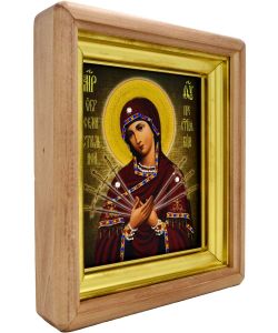 Семистрельная икона Божьей Матери, писанная на холсте.