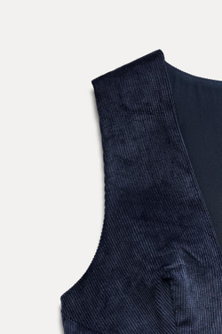 ZARA ВЕЛЬВЕТОВЫЙ ТОП, МОРСКОЙ СИНИЙ