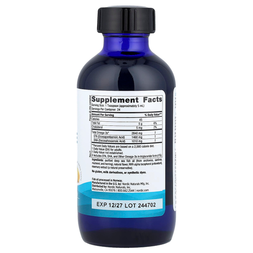 Nordic Naturals, Ultimate Omega®, с лимонным вкусом, 119 мл (4 жидк. унции)