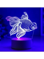 Светильник 3D ночник RISALUX «Рыбка», LED RGB, от сети, 9.5×