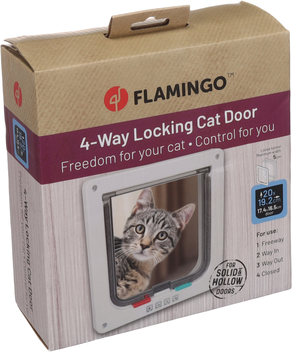 Дверца для кошки 4-Way,Badi White с туннелем, Flamingo