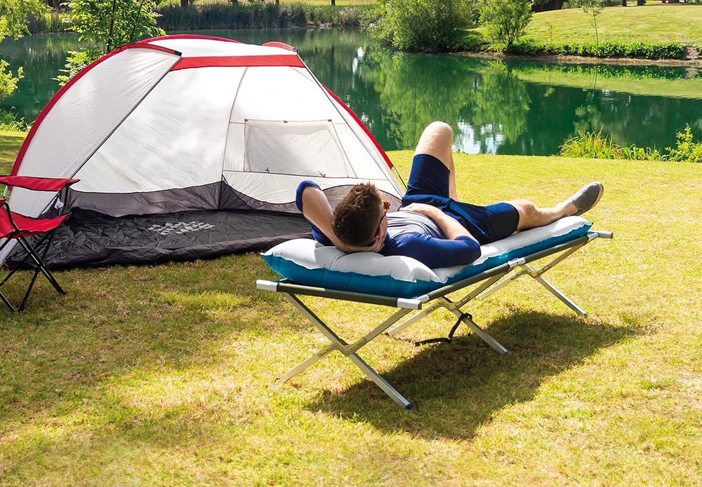 Мaтрас нaдувной Intex 67997 Camping Mat 184х67х17 см / Кoврик нaдувной Интeкс туристический велюровый в палатку для кемпинга и туризма