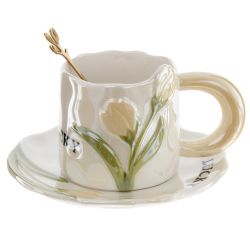 GAEM Чашка с блюдцем и ложкой, 240 мл, L15 W15 H7,5 см, 4в.