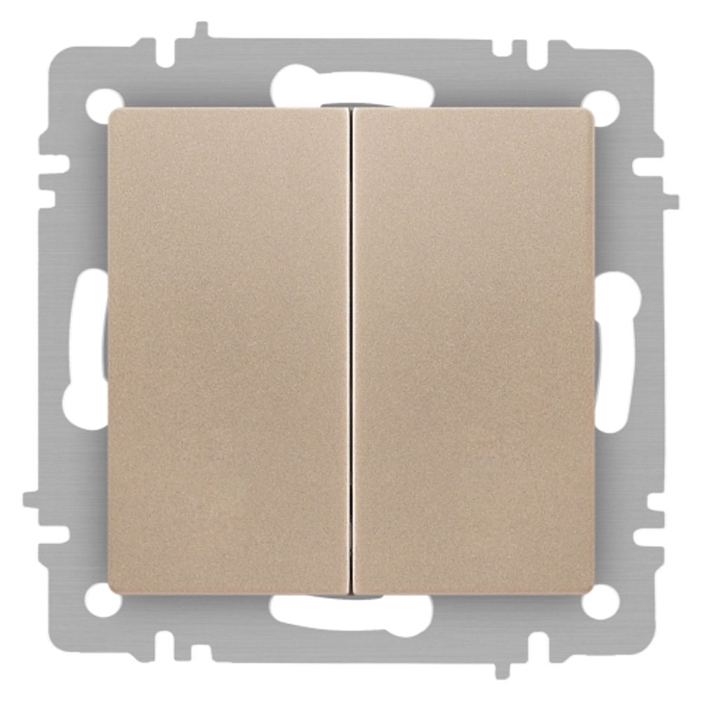 Переключатель Intro Accent 6-107-04 двойной, 10А-250В, IP20, СУ, AL/CU, шампань