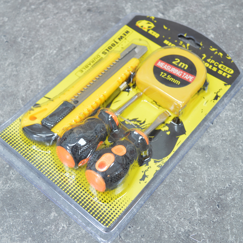 Набор ручных инструментов, 4 предмета/Нож канцелярский, отвертки, рулетка