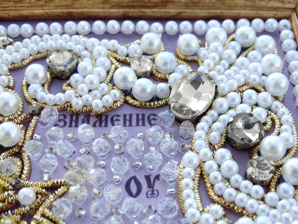 ЖС-12-ЗБ Набор для вышивания хрустальными камнями Богородица Знамение (белый)