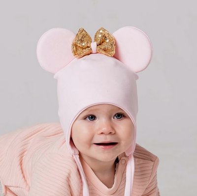Шапка для девочки «Мышка», цвет пудра/бантик, р. 46/ 4186375 HOH LOON