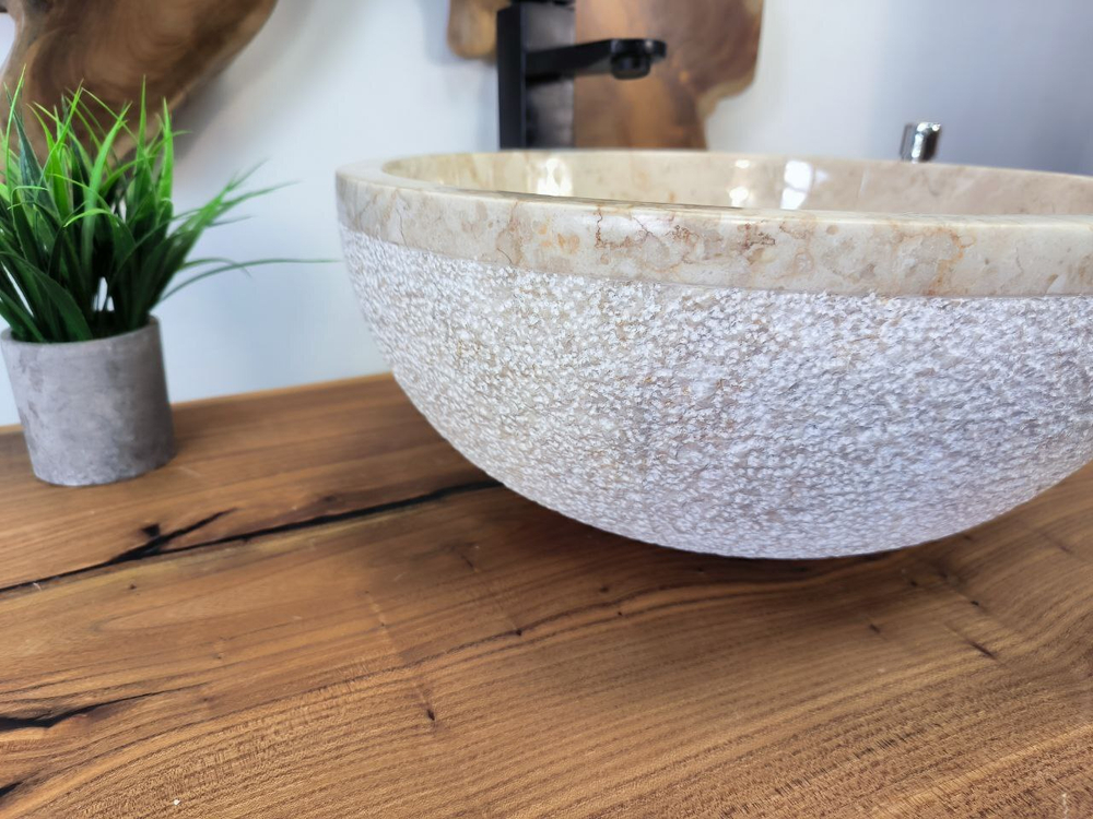 Раковина из мрамора Bowl Cream Dotted BM-65736 40х40х17 из натурального камня