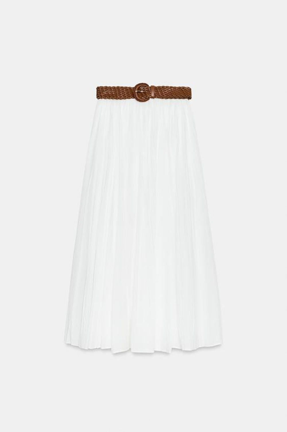 ZARA ЮБКА МИДИ С РЕМНЕМ, БЕЛЫЙ