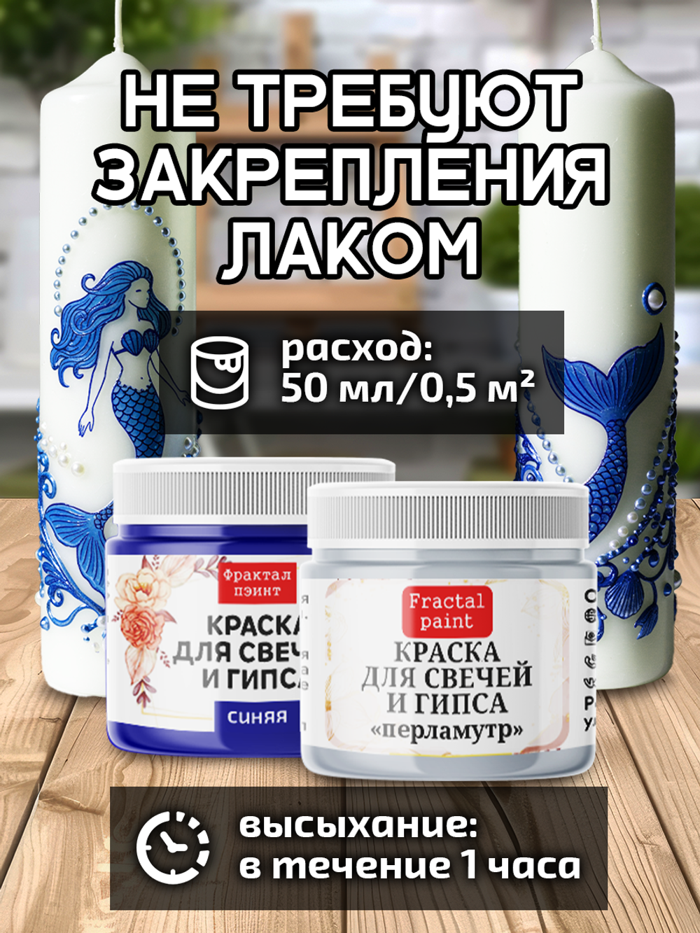 Комбо красок для свечей и гипса (синяя+перламутр) 2х18мл