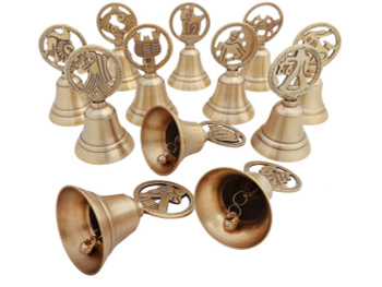 Колокольчик Знак зодиака в круге Водолей латунь (антик) 6,5x6,5x11 см