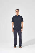 Китель с прямой застежкой черная, короткий рукав