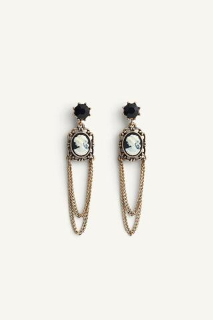 ZARA СЕРЬГИ С КОНТРАСТНЫМИ ДЕТАЛЯМИ, ЦВЕТ СОСТАРЕННОГО ЗОЛОТА
