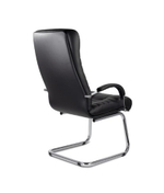 Кресло Атлант, высокая спинка, хром полозья, экокожа Santorini, черное