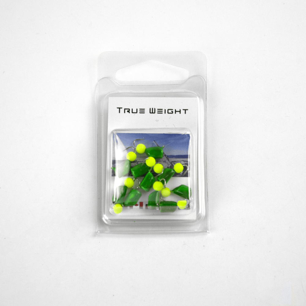 Мормышка True Weight "Гвоздешарик", Зеленый, Ядреный глаз Желтый Неон