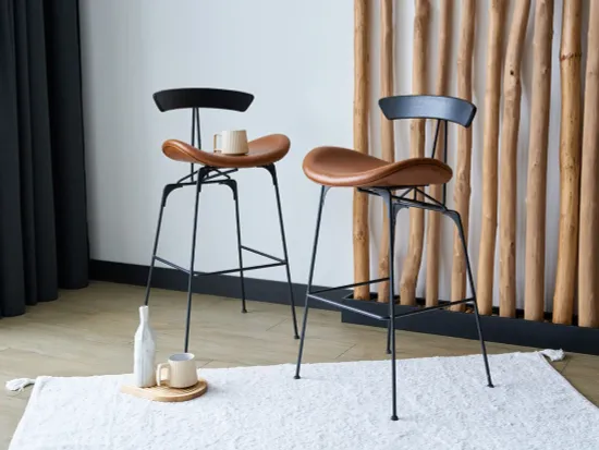 Барный стул Candy металлический, деревянная спинка, коричневая экокожа