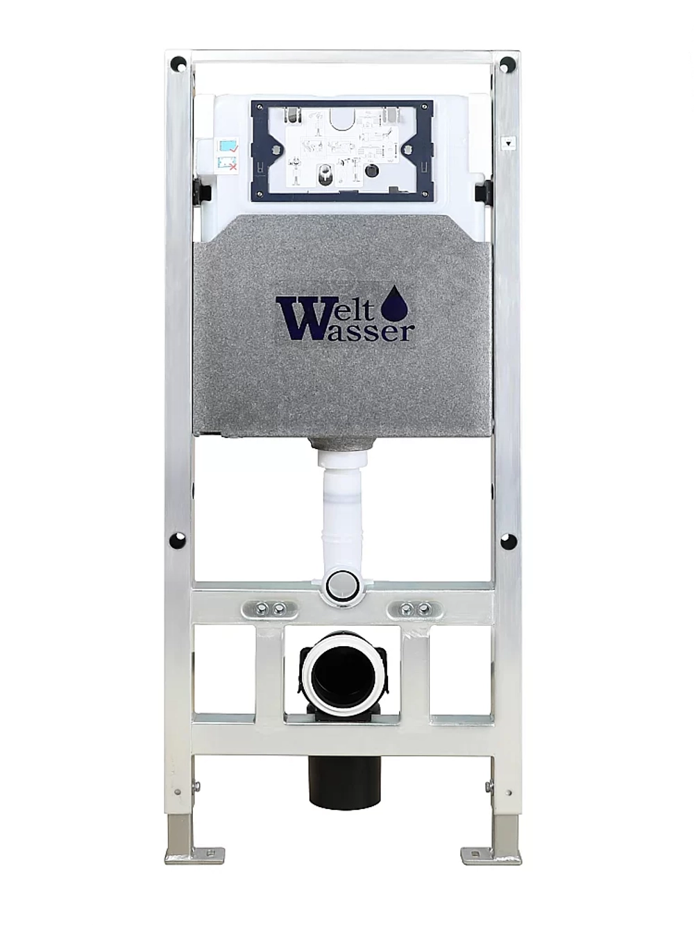 Унитаз подвесной WeltWasser AMBERG 506 ST + GELBACH 043 MT-WT + AMBERG RD-CR белый матовый, безободковый, с крышкой микролифт, слив-торнадо, с инсталляцией и кнопкой хром глянцевый