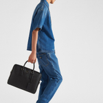 PRADA Saffiano Leather Portable Briefcase Men"s Black