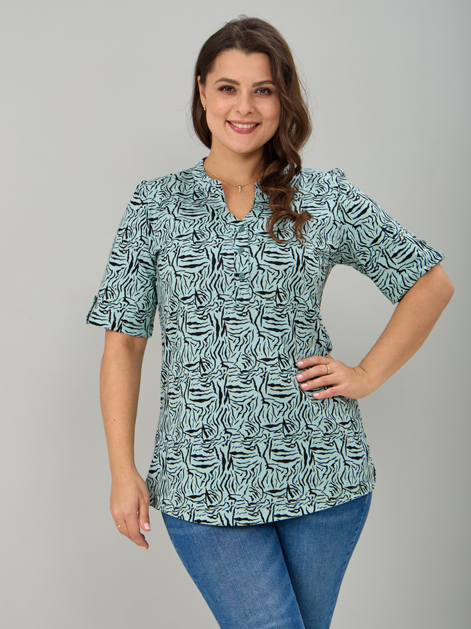 Блузка БЛ-122/шалфей-зебра