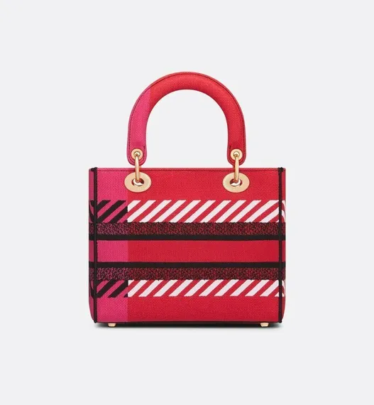 Сумка женская Dior Lady D-lite, модель среднего формата красный