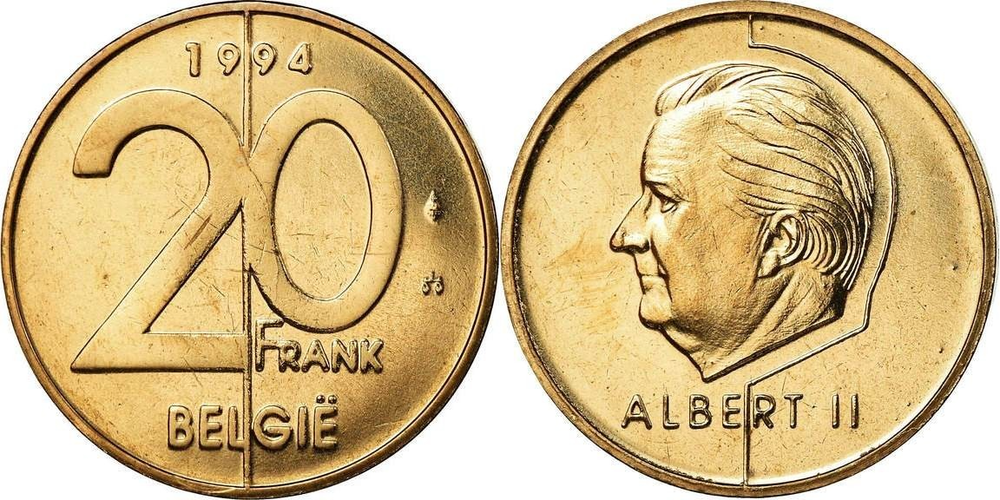 Бельгия 20 франков, 1994 BELGIE XF