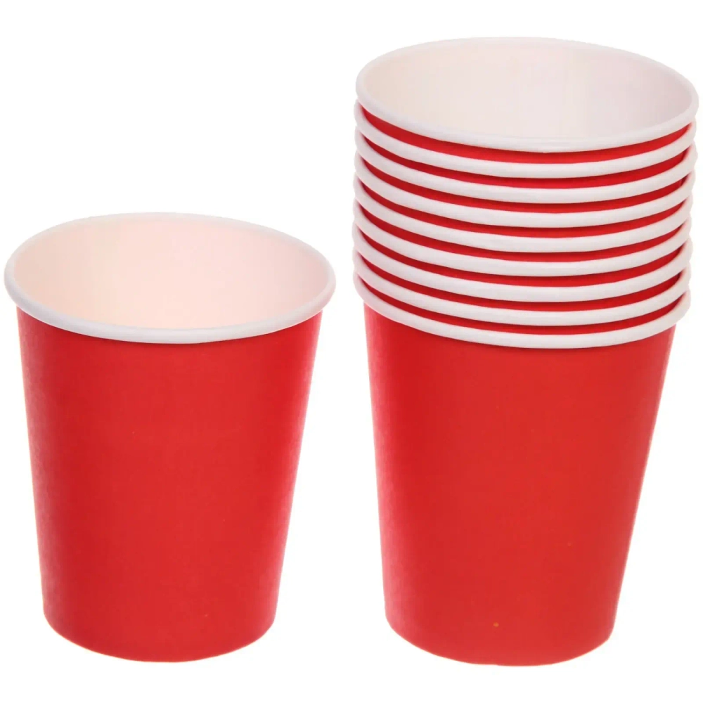 Стакан бумажный 0,2л в наборе 10 шт «Красный»