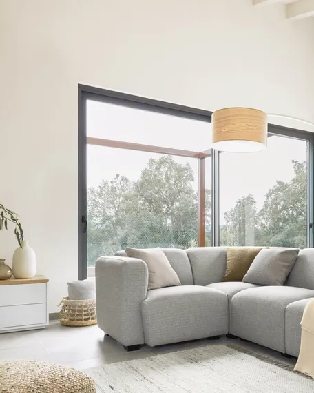 Тумба под ТВ Abilen шпон дуба и белый лак 150 x 44 cm