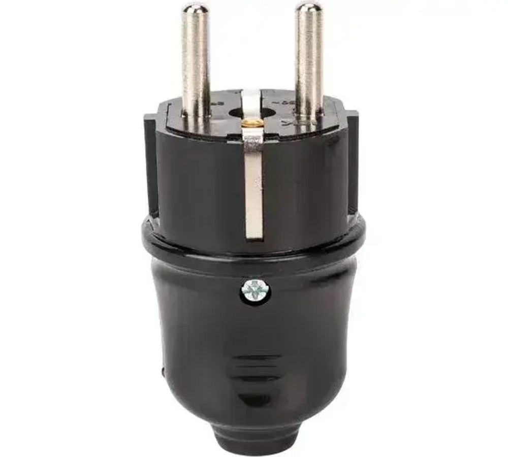 Вилка разборная прямая с заземляющими контактами 16А ВПп10-02-Ст, EVP10-16-01-K02, IEK чёрная - 1 шт