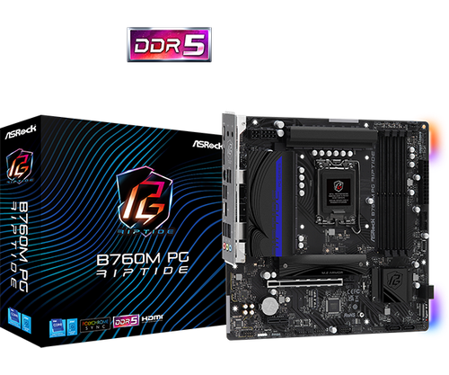 Материнская плата ASRock B760M PG RIPTIDE LGA1700 4xDDR5 4xSATA RAID 2xM.2 HDMI DP mATX