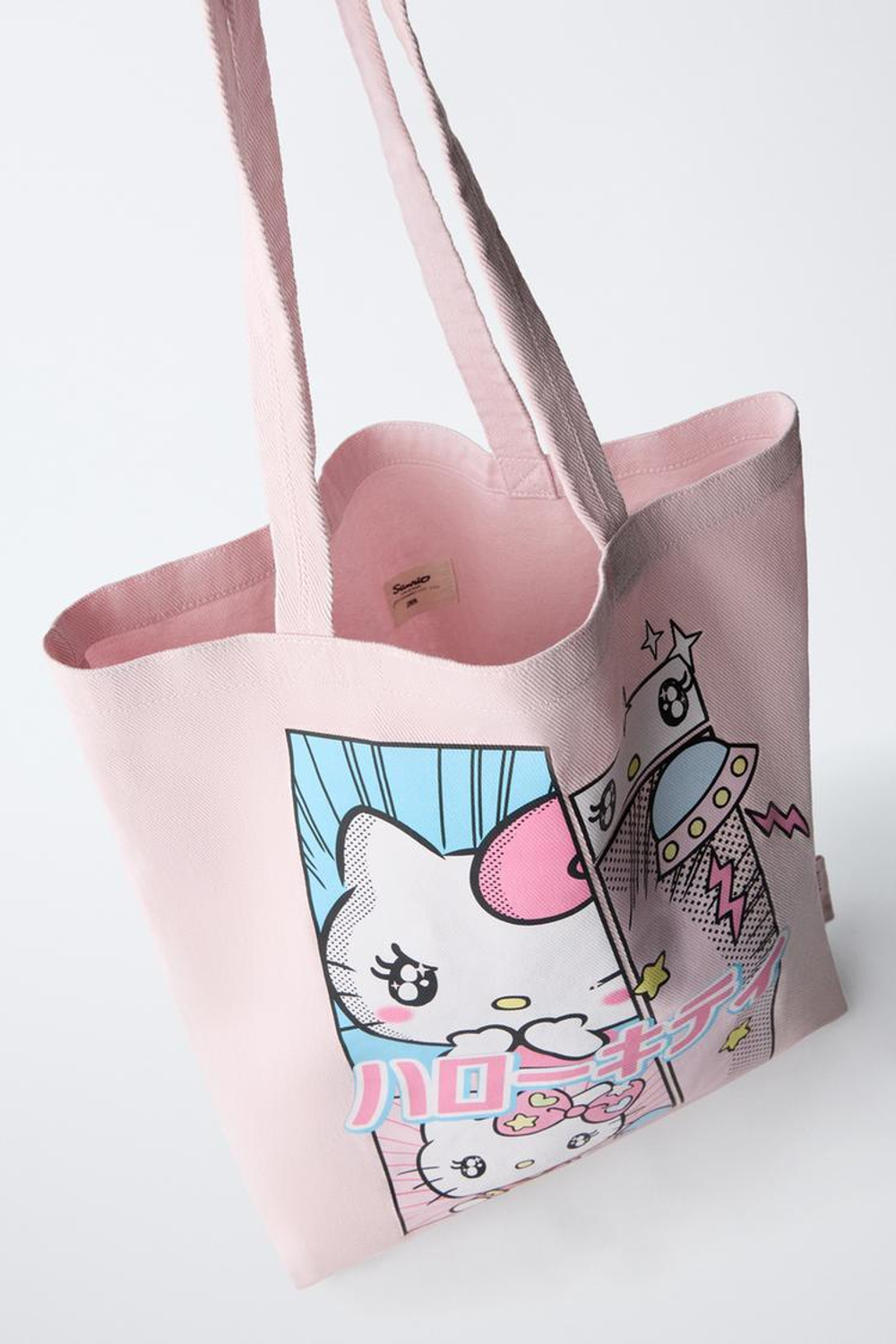 ZARA СУМКА-ШОПЕР С ПРИНТОМ HELLO KITTY © SANRIO, РОЗОВЫЙ