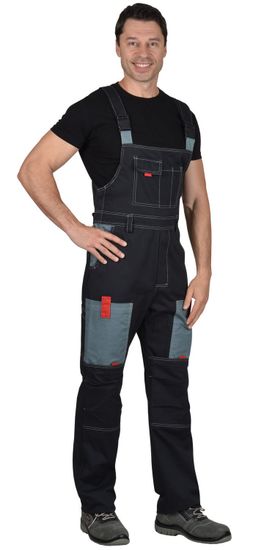 Костюм "Сириус-Фаворит" полукомбинезон (т.серый/серый/красный) Саржа