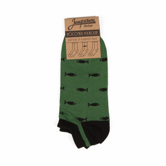 Носки ЗАПОРОЖЕЦ Рыбки короткие (Зеленый (Зеленый), O/S)