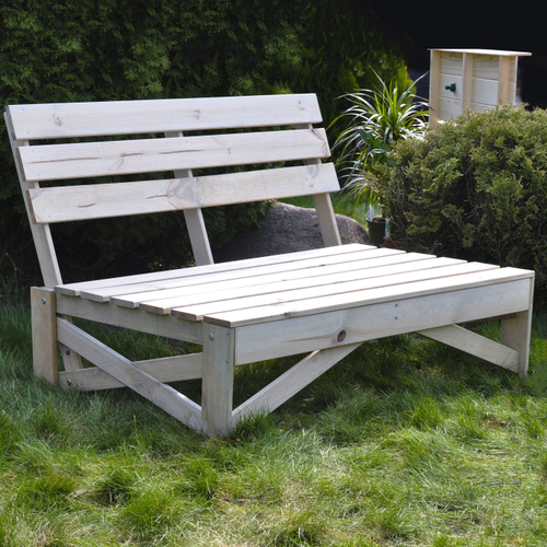 Скамья для отдыха, садовая широкая из массива сосны