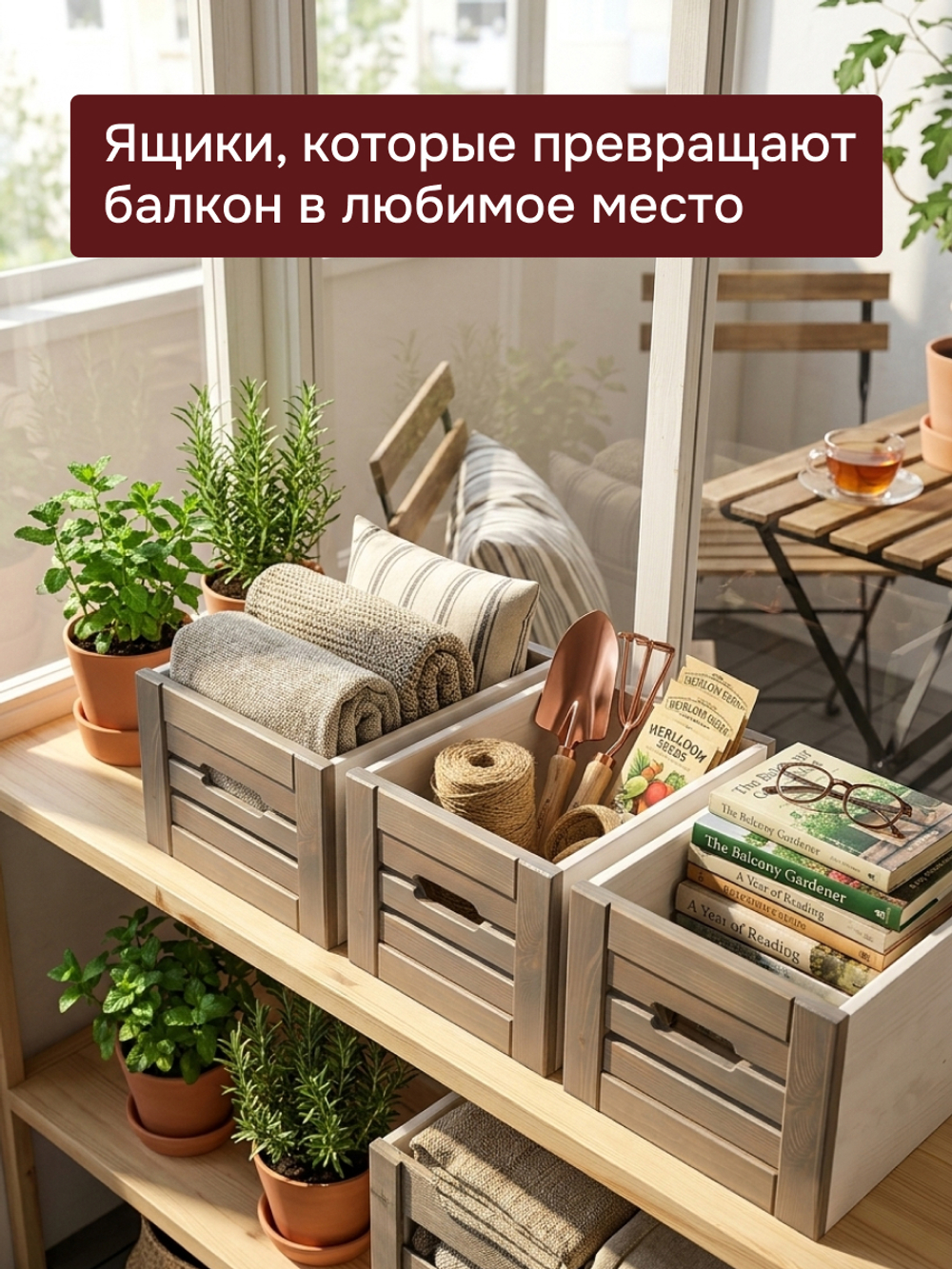 Корзина для хранения  "Венеция", из сосны набор 3 шт, белый воск/ фронт-серый бейц лак