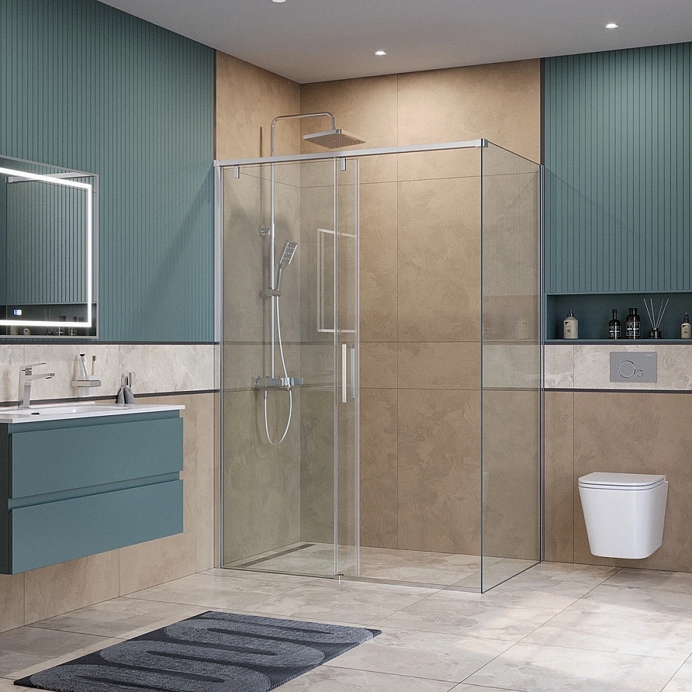 Душевой уголок BelBagno SOFT_CLOSE-1-AH-1 140х90 стекло прозрачное/профиль хром