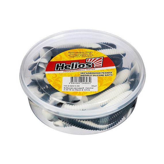 Виброхвост несъедоб. Catcher 3,55&#39;/9 см Black &amp; White 30шт. (HS-2-023-N-30) Helios