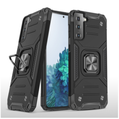 Противоударный чехол Strong Armour Case с кольцом для Samsung Galaxy S21 Plus (Черный)