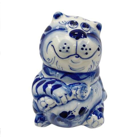 Фигурка Кот с колбасой гжель