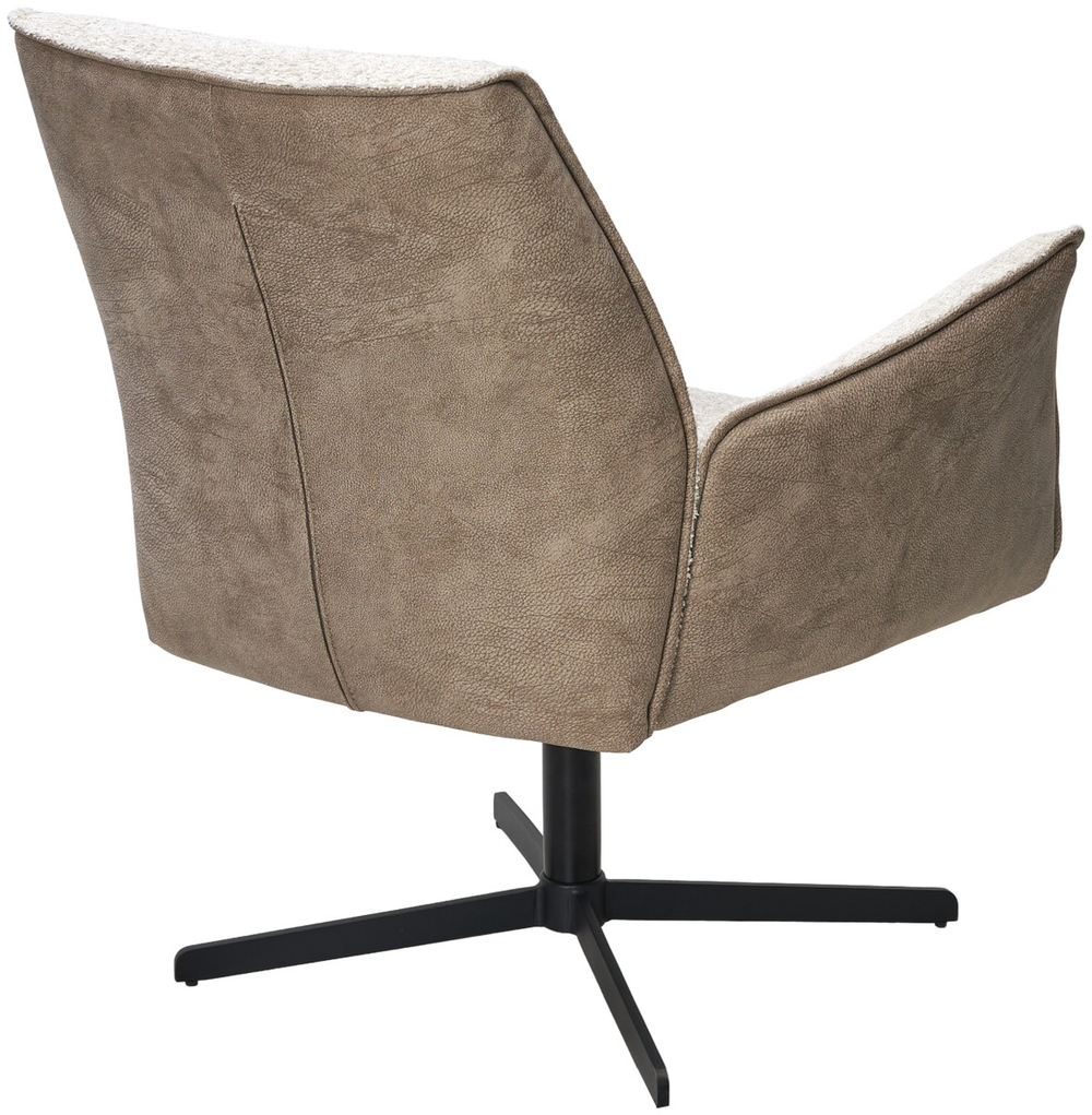 Кресло М-City DISAUR Белфаст (Belfast) поворотный на 360 градусов, Xd841-02 Бежевый, букле, Gino-101 Бежевый, ткань, Черный