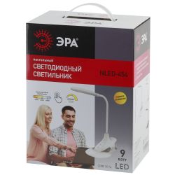 Настольный светильник ЭРА NLED-454-9W-BK светодиодный на прищепке со съемной вставкой-основанием черный