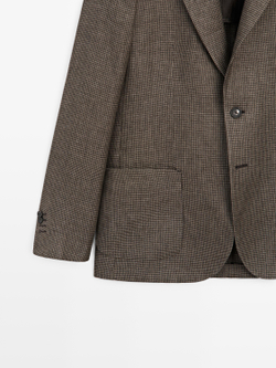 Massimo Dutti Льняной блейзер с карманами, охра