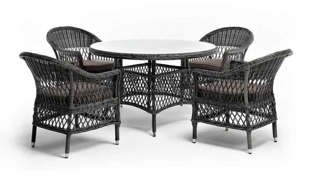 "Дольче" обеденная группа из искусственного ротанга, цвет графит