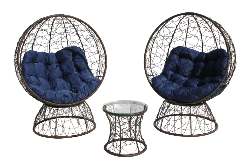 Набор мебели Garden Story Николетта . 4 уп.(1 уп стол, 1 уп столеш, 2 уп 2 кресла (в уп кресло,подстав, подуш син