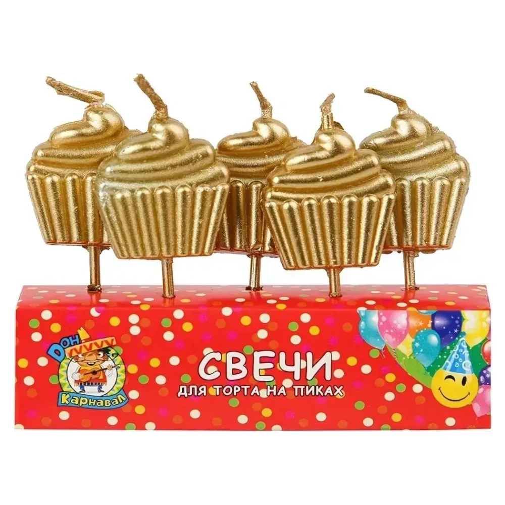 Свечи для торта на пиках Кексы, 5 шт.
