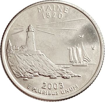 25 центов (1/4 доллара, квотер) 2003 США «Штат Мэн» (P)