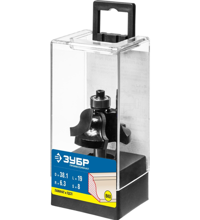 ЗУБР 38.1 x 19 мм, радиус 6.3 мм, фреза кромочная калевочная №4, Профессионал (28787-38.1)