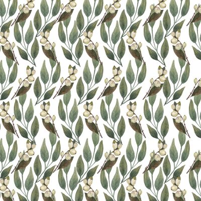 Акварельные листья с цветами