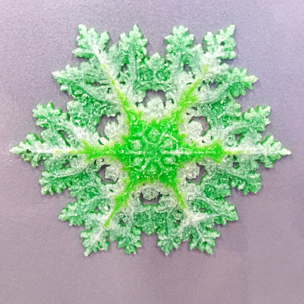 Новогодний магнит на холодильник снежинка, 3D печать, 10 см., зеленая