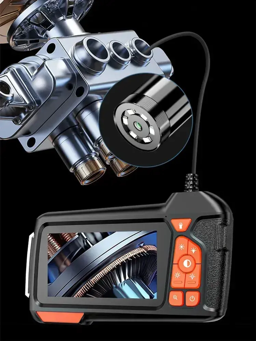 Эндоскопическая камера с экраном 4,3 дюйма, HD, 5,5 мм, 2 метра, видеоскопы